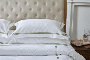 Green Double Cord Line Oxford Pillowcase - Sleep Organic