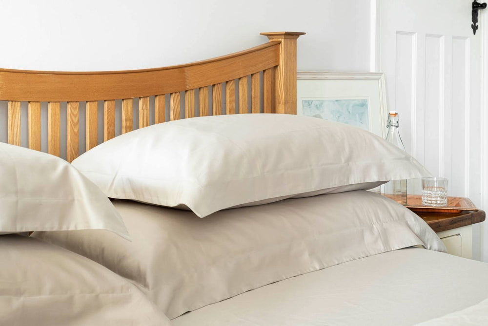 Organic hemmed pastel grey pillowcase, standard and king sizes