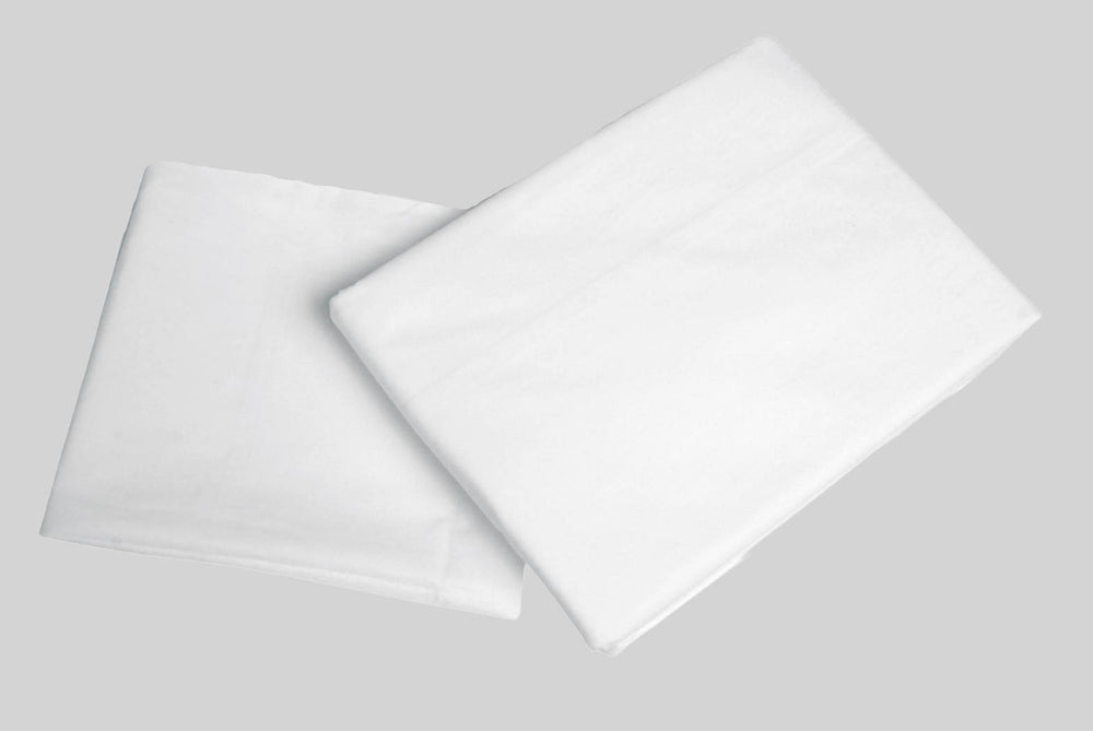 Flat cot bed sheets in white organic cotton